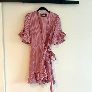 Reformation Red and White Striped Mini Dress